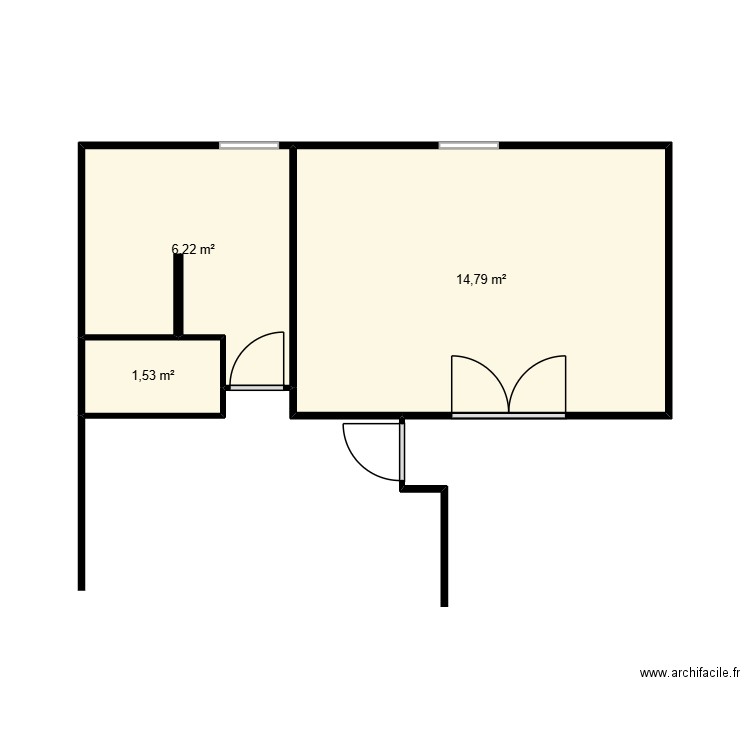 Plan de base sdb. Plan de 3 pièces et 23 m2