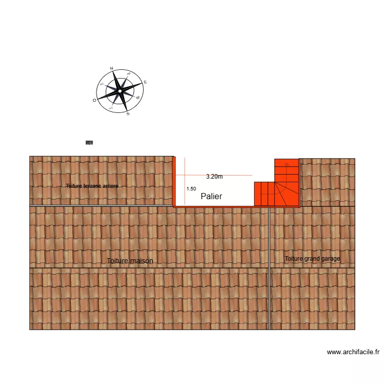 Plan toiture apres travaux. Plan de 