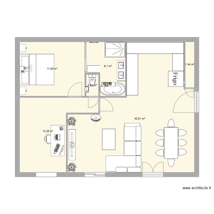 Maison saint cyr. Plan de 6 pièces et 74 m2