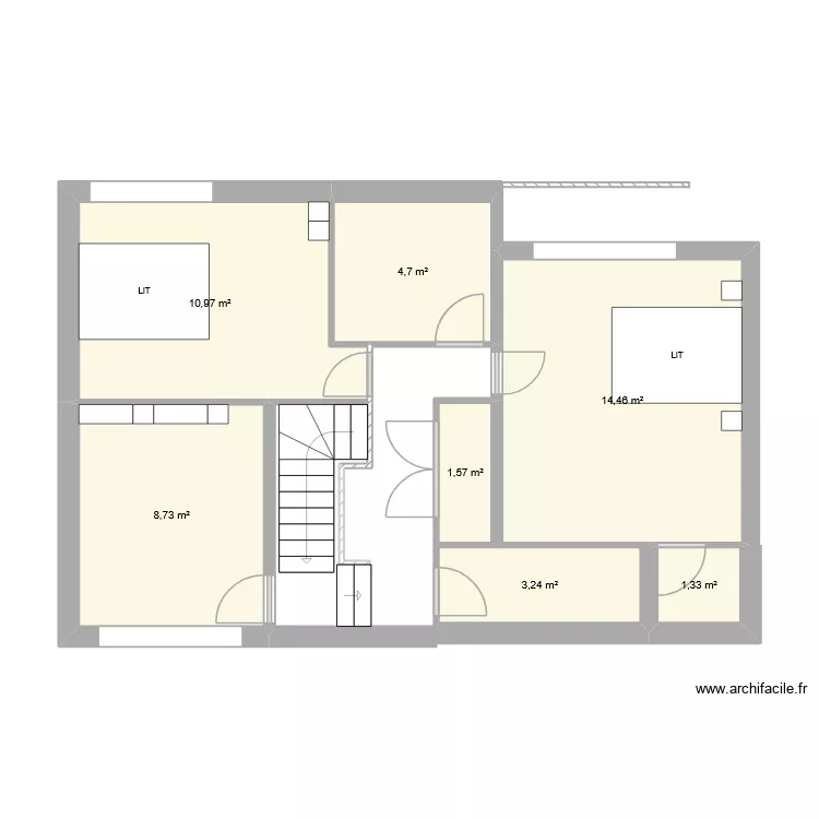 &eacute;tage. Plan de 7  et 45 m²