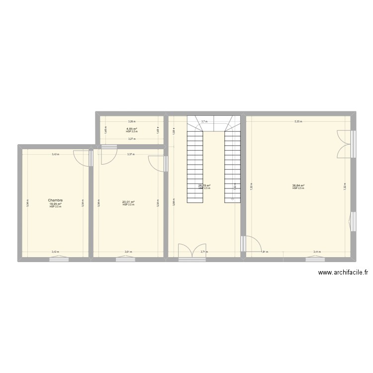 Apt ancien commerce. Plan de 5 pièces et 109 m2