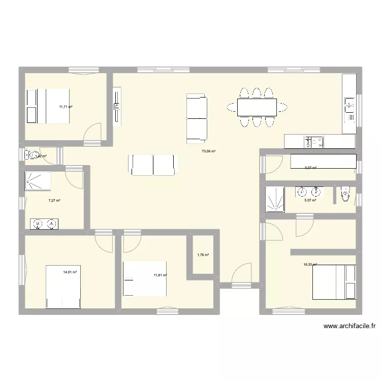 plein pied 160m2. Plan de 