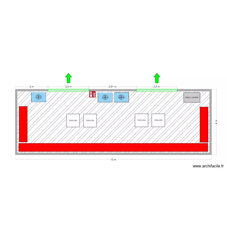 Buvette B1. Plan de 1  et 45 m²