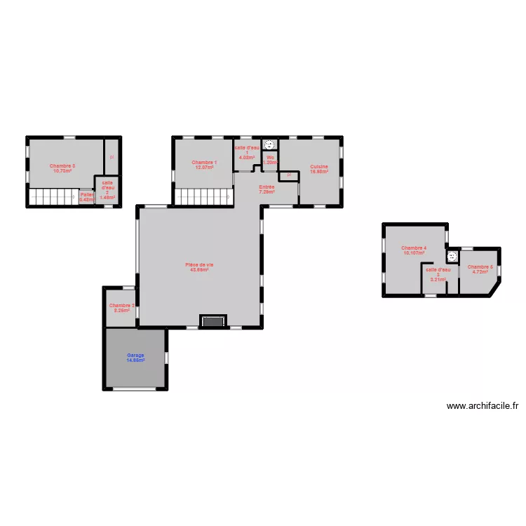 Banzet Mesurage. Plan de 14  et 57 m²