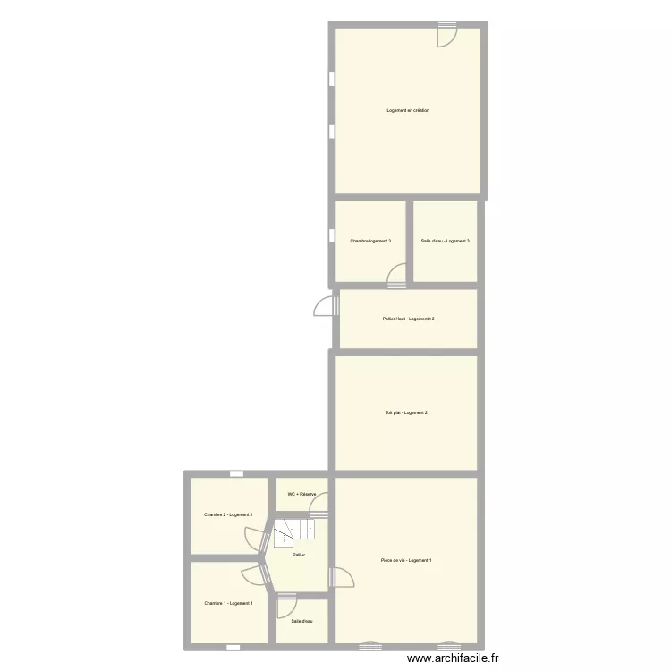 Etage - Locatifs. Plan de 11  et 181 m²