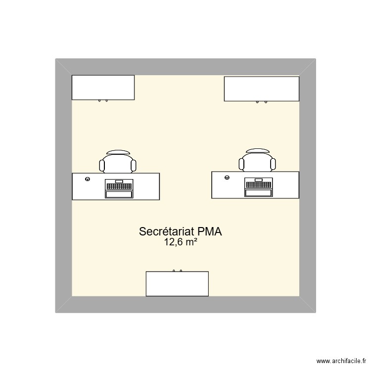 Secrétariat PMA. Plan de 1 pièce et 13 m2