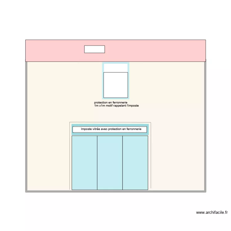 Fa&ccedil;ade 1 fen&ecirc;tre simple. Plan de 1 pièce et 36 m²