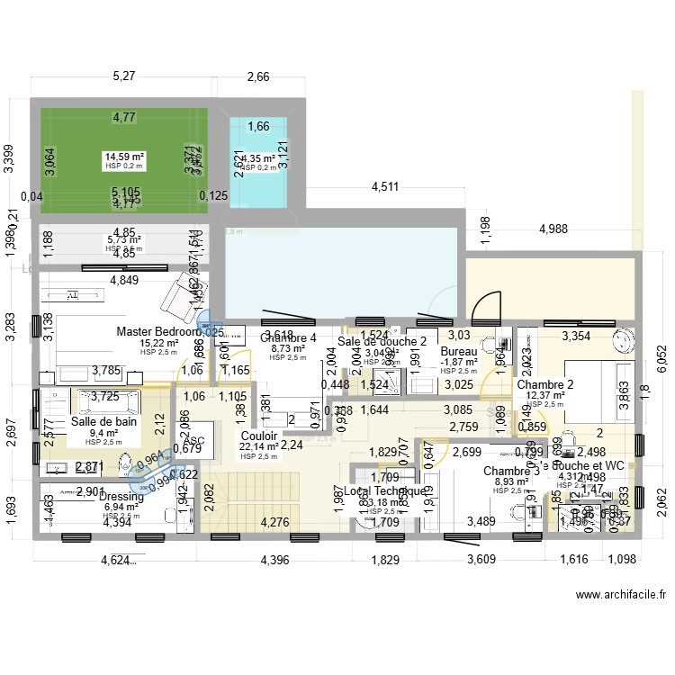 La bien Batie 2. Plan de 24 pièces et 418 m2