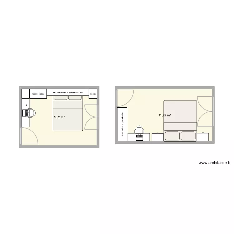 chambres maison. Plan de 2 et 22 m² chambres maison. Plan de 2 et 22 m²