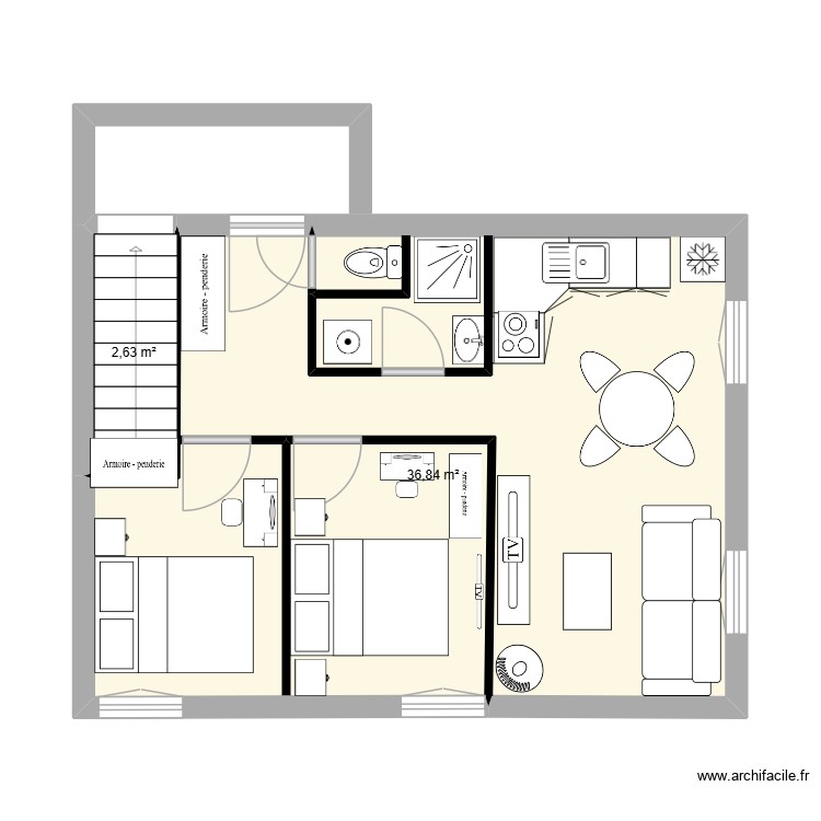 APPARTEMENT PAMFOU SECOND VERSION. Plan de 0 pièce et 0 m2