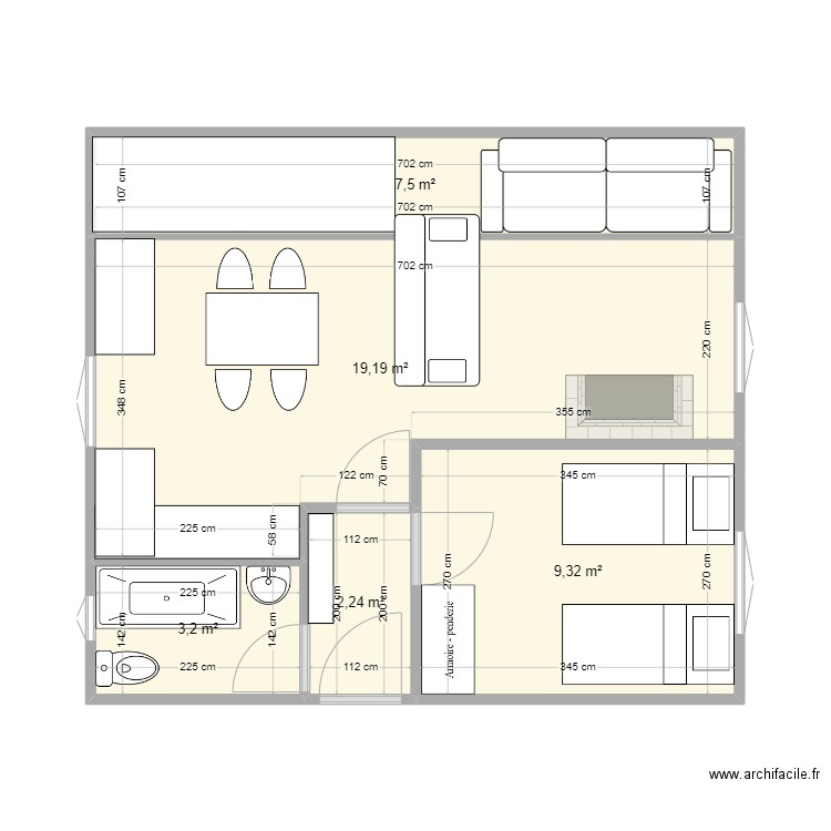 Saint Etienne de Tinee. Plan de 5 pièces et 41 m2