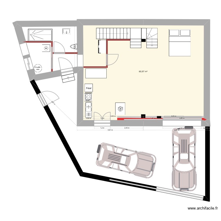 Plan RDC Porte appenti translar&eacute;e. Plan de 0 pièce et 0 m2