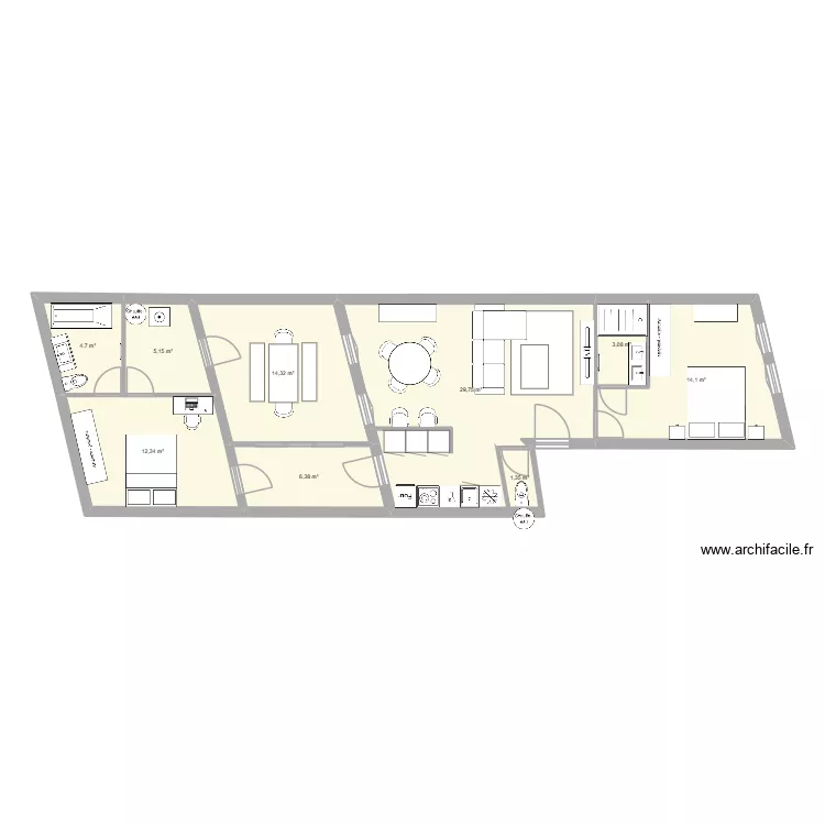 st s&eacute;bastien r&eacute;nov&eacute;. Plan de 9  et 91 m²