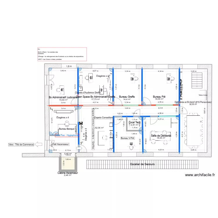 Nve CPH - Amenagament des Espaces + Mobiliers - Bleu Orange et verte. Plan de 