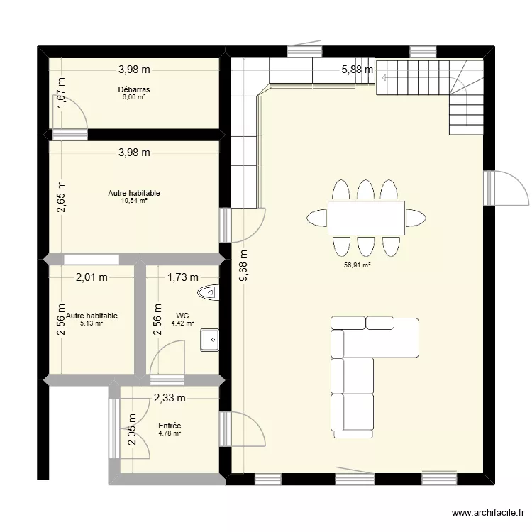 en cours. Plan de 6  et 88 m²