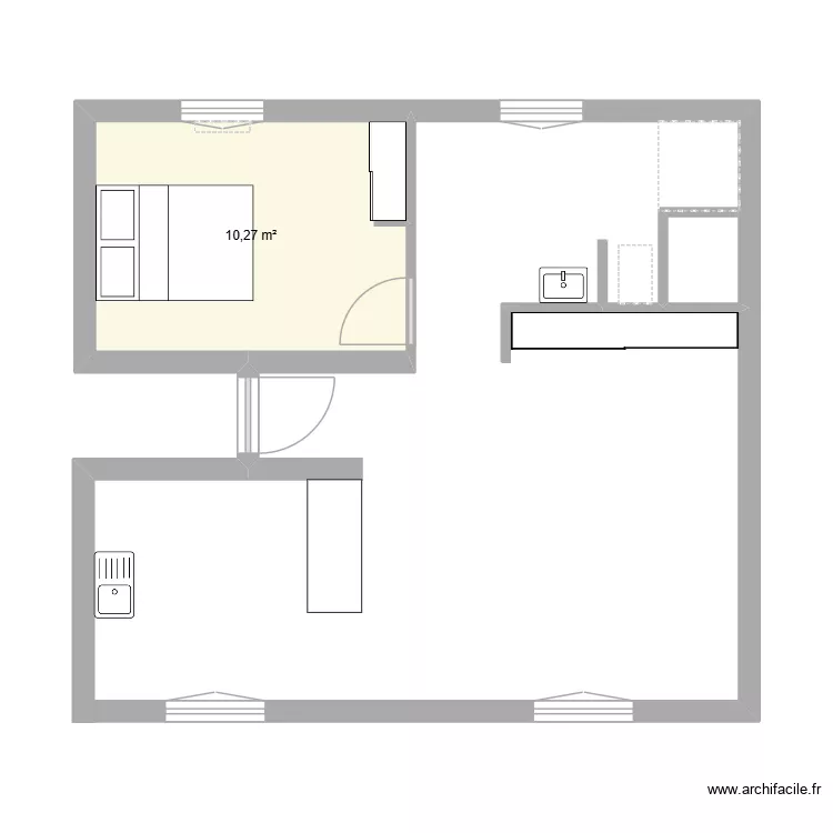 Carnot. Plan de 1 pièce et 10 m²