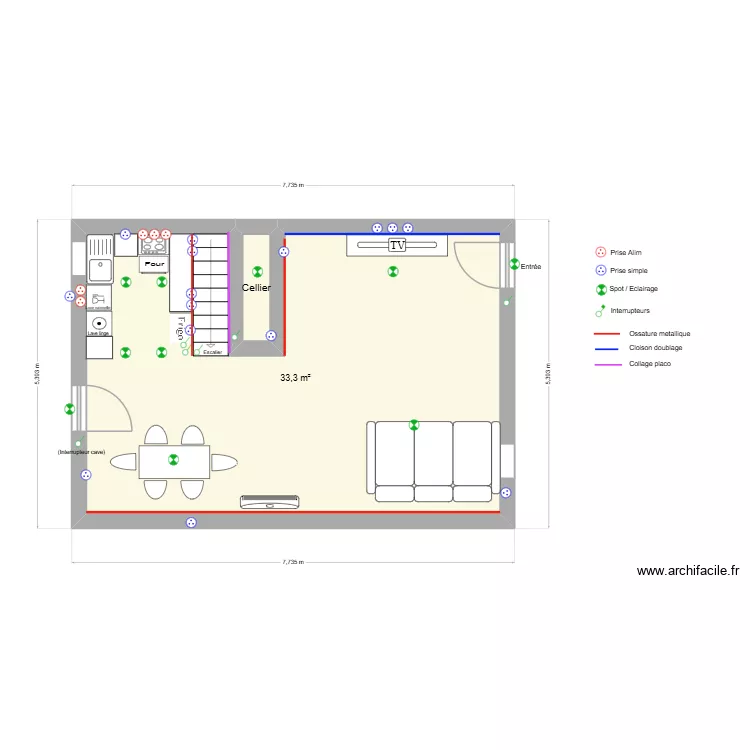maison. Plan de 2 Pièces et 34 m² maison. Plan de 2 Pièces et 34 m²