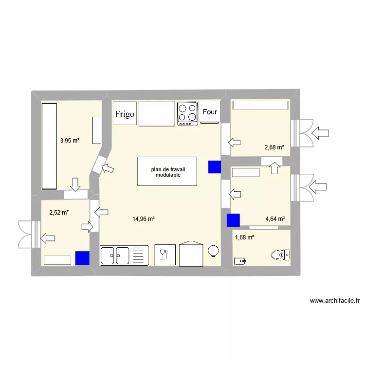 Laboratoire atelier miellerie. Plan de 6  et 30 m²