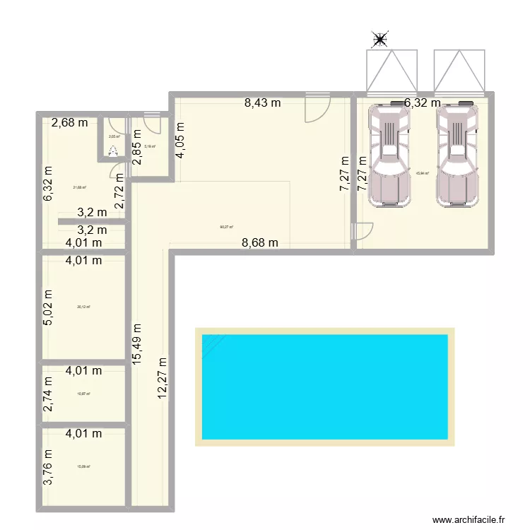 patio. Plan de 8  et 211 m²