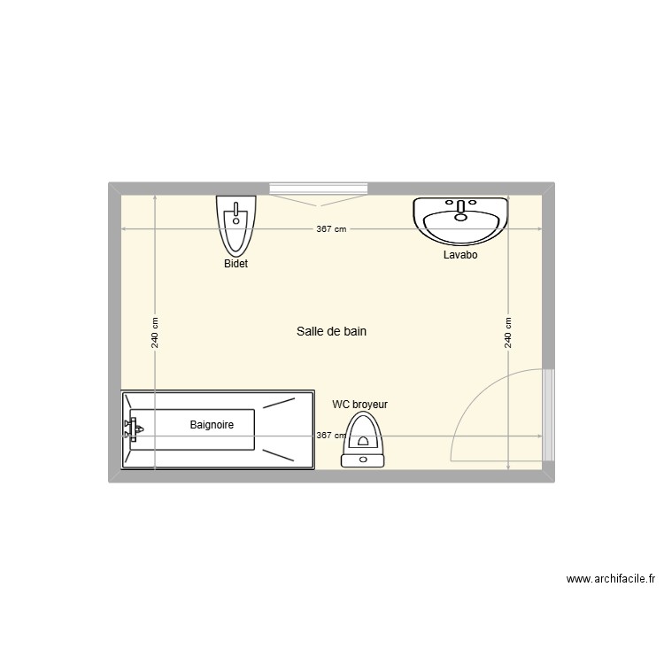 CRETE Brigitte existant. Plan de 1 pièce et 9 m2