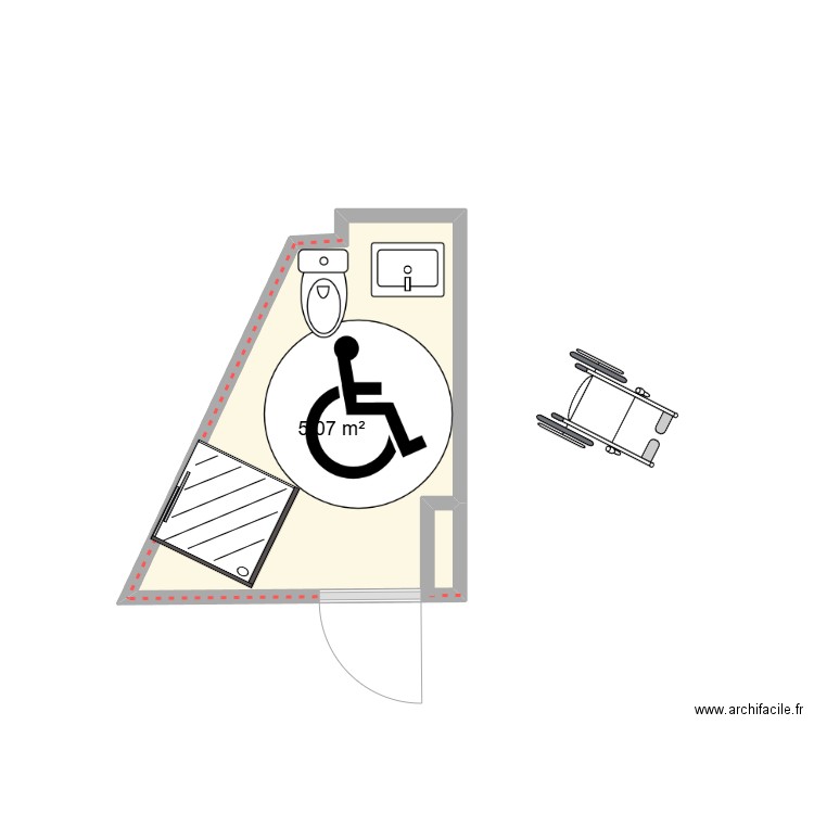 plan Sdb. Plan de 1 pièce et 5 m2