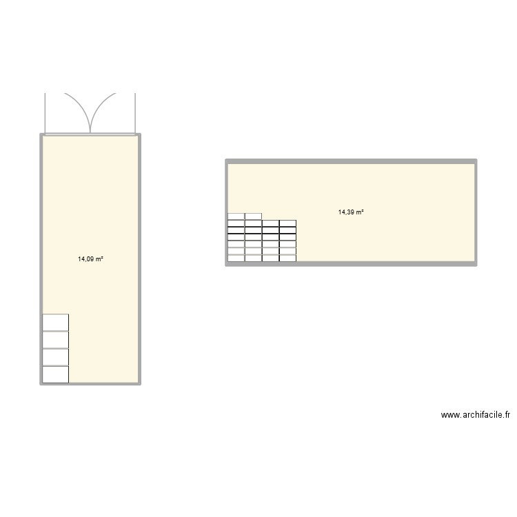 Conteneur stockage Symrise vu du haut. Plan de 2 pièces et 28 m2