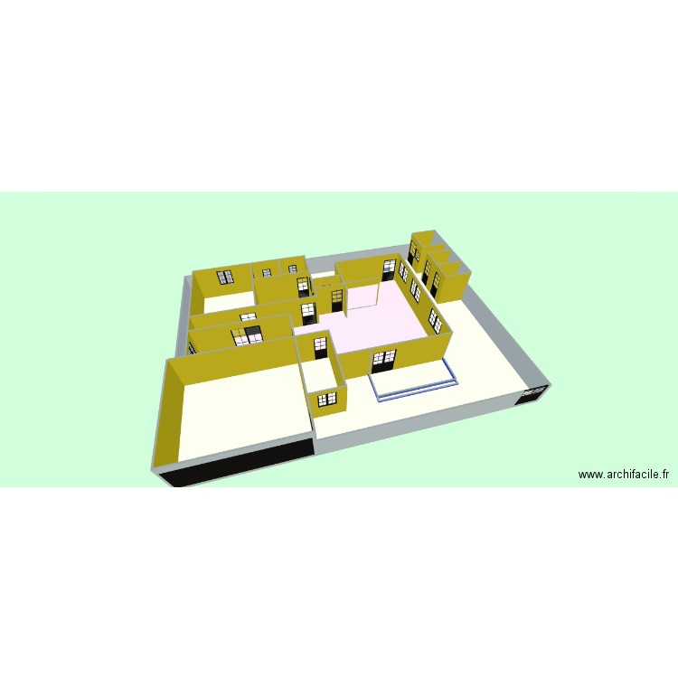 RDC. Plan de 17 pièces et 280 m2