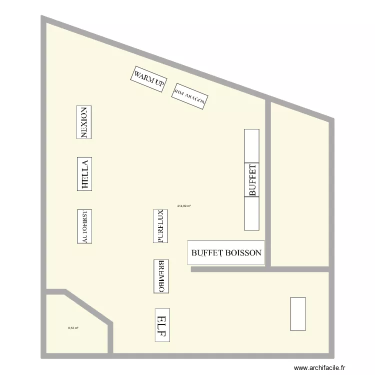 SOIREE 12/03. Plan de 2  et 223 m²