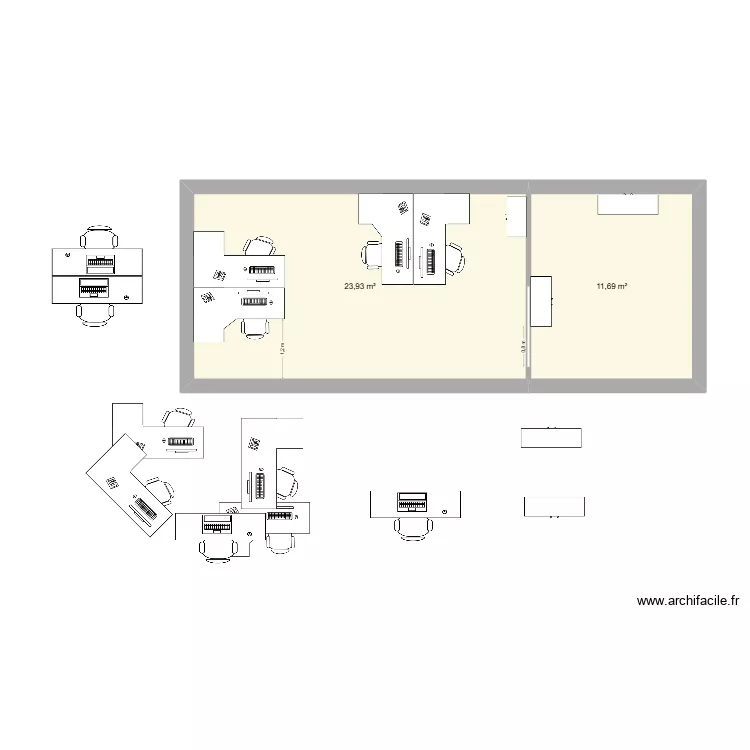 plan bureaux sgx FMI. Plan de 2  et 36 m²