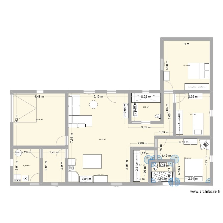 PLAN MAISON 38220 n°2. Plan de 9 pièces et 136 m2