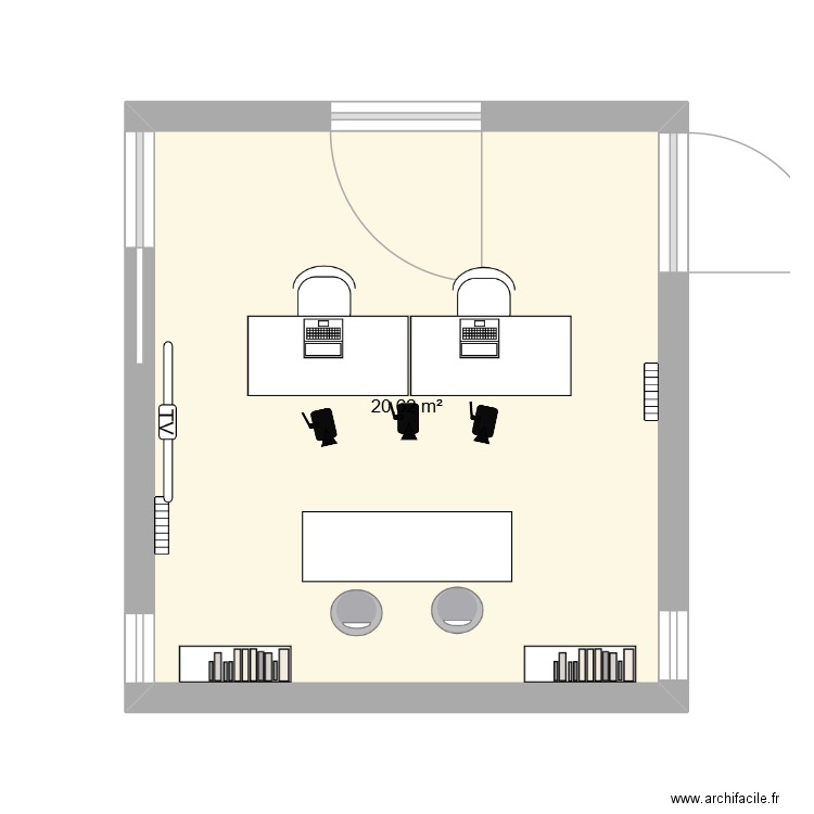 Biblio studio. Plan de 1 pièce et 21 m2