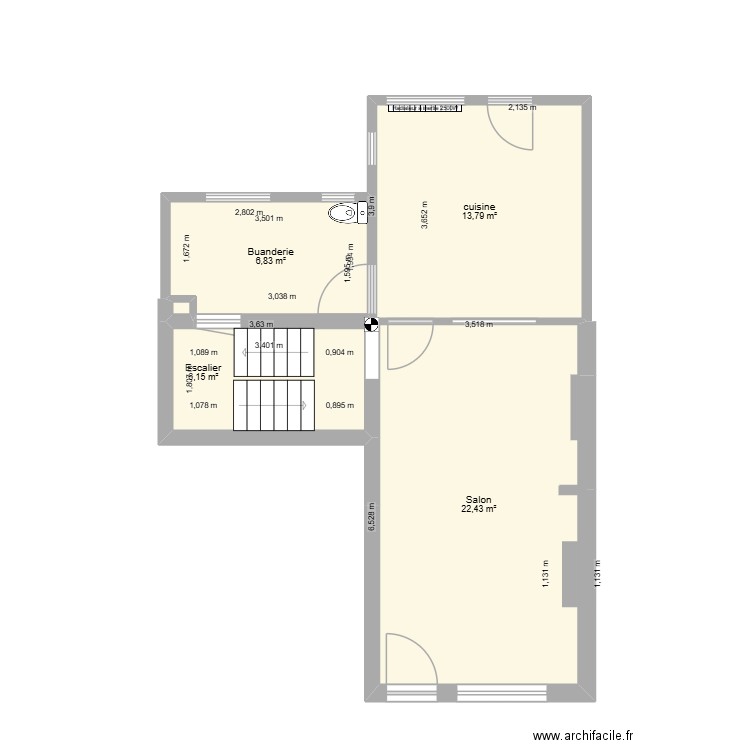 Lessines RdC +1/2 Etg. Plan de 5 pièces et 49 m2
