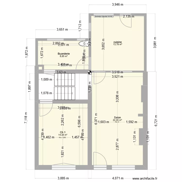 Lessines RdC +1/2 Etg. Plan de 5  et 57 m²