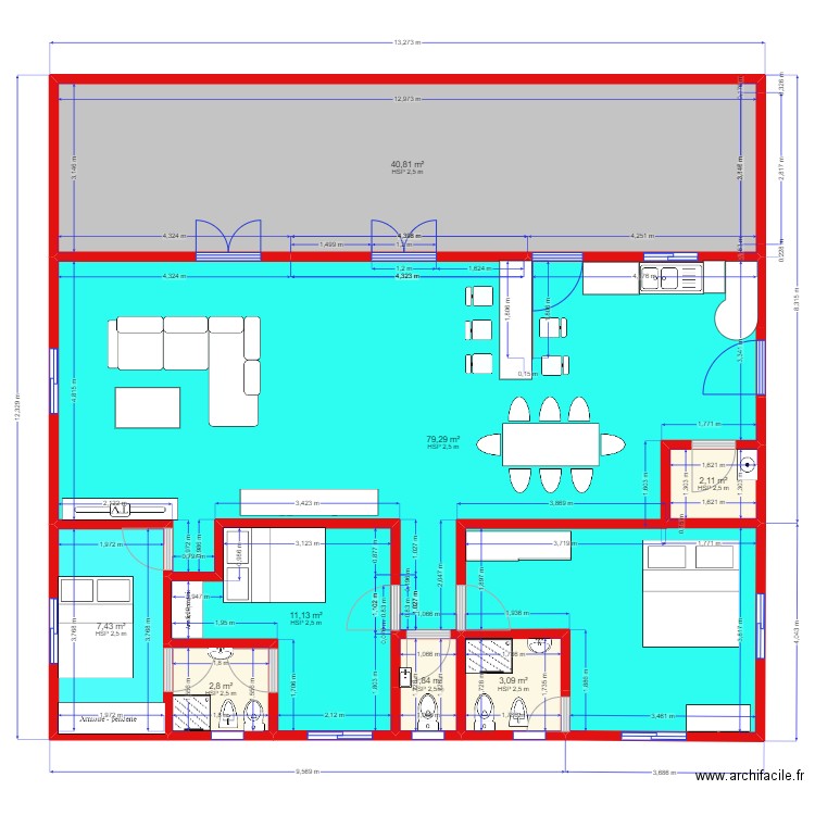 projet dhilan der. Plan de 0 pièce et 0 m2