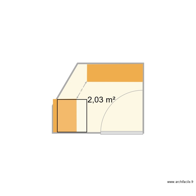 Buanderie. Plan de 1 pièce et 2 m2