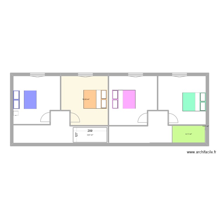 plan étage yunus. Plan de 4 pièces et 24 m2
