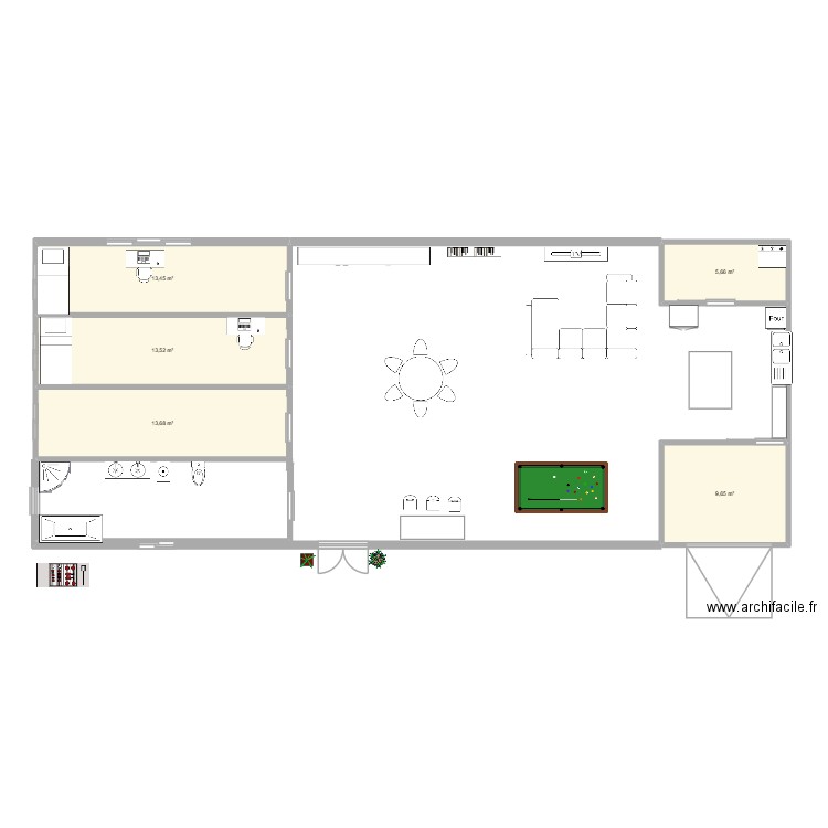 desprez. Plan de 5 pièces et 56 m2
