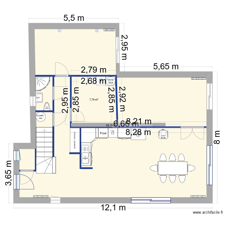 maison de claudio rdc. Plan de 2 pièces et 102 m2