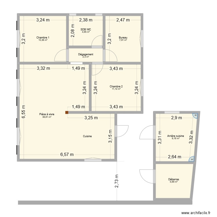 FONTAINE TQC. Plan de 8 pièces et 89 m2