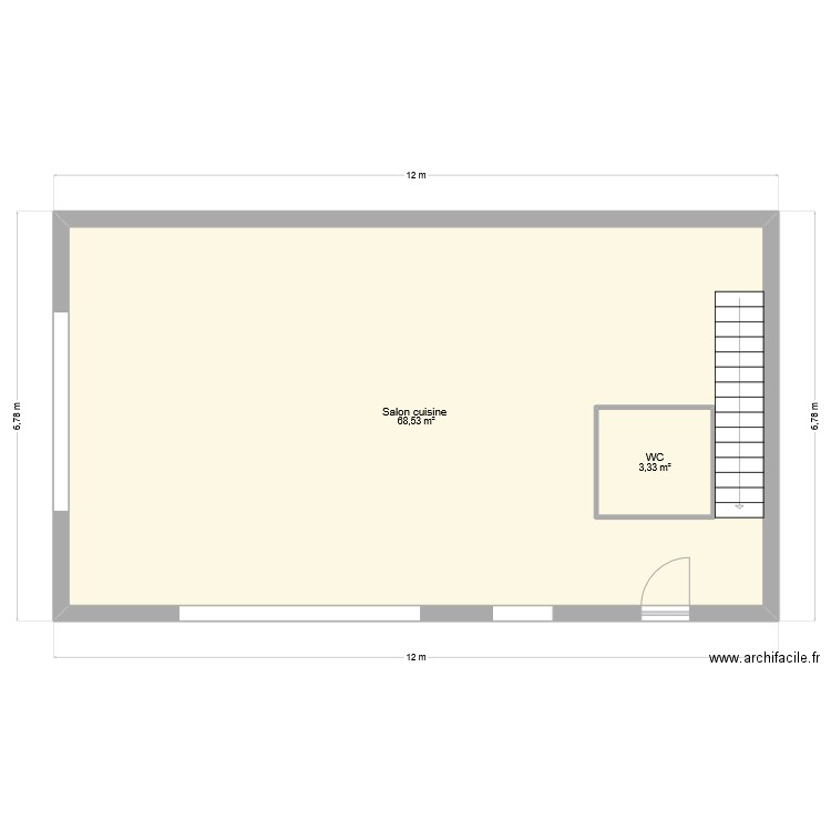 RDC Geffray Matthieu. Plan de 2 pièces et 76 m2