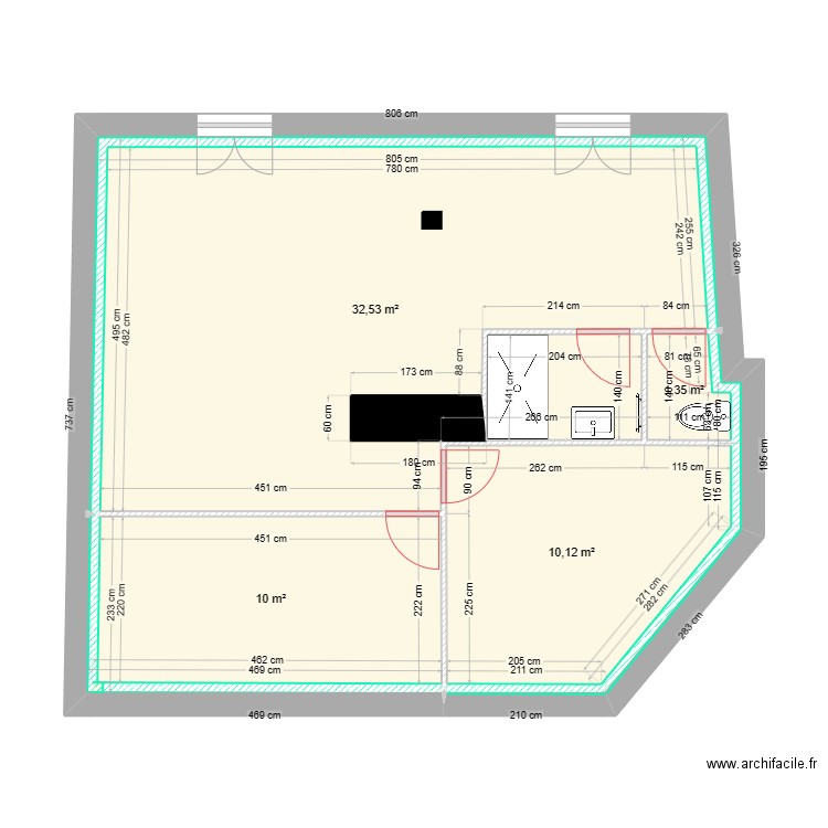 BRACHET. Plan de 5 pièces et 54 m2