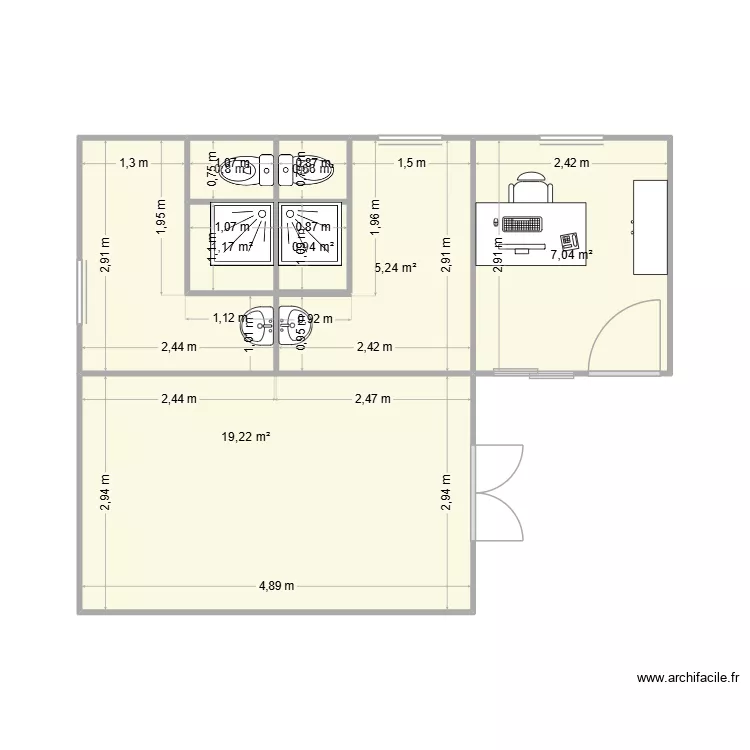 PROJET PREFA 3. Plan de 7 Pièces et 35 m²
