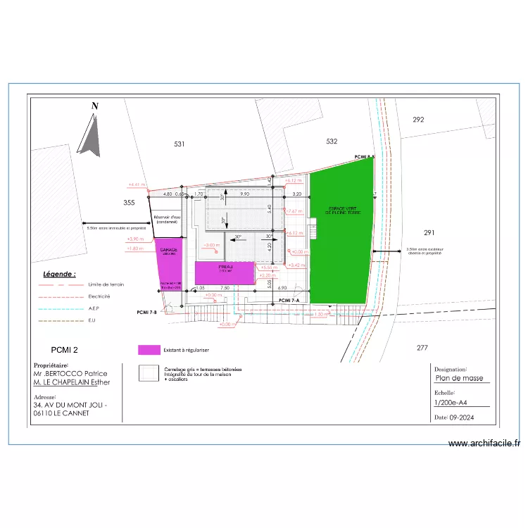 PCMI2-SURFACE PLEINE TERRE. Plan de 