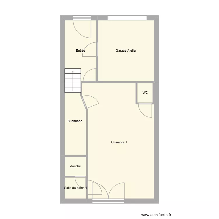 RDC. Plan de 7  et 49 m²