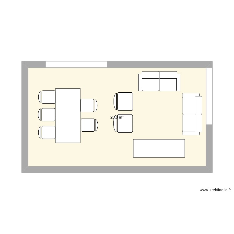 terrasse. Plan de 1 pièce et 29 m2