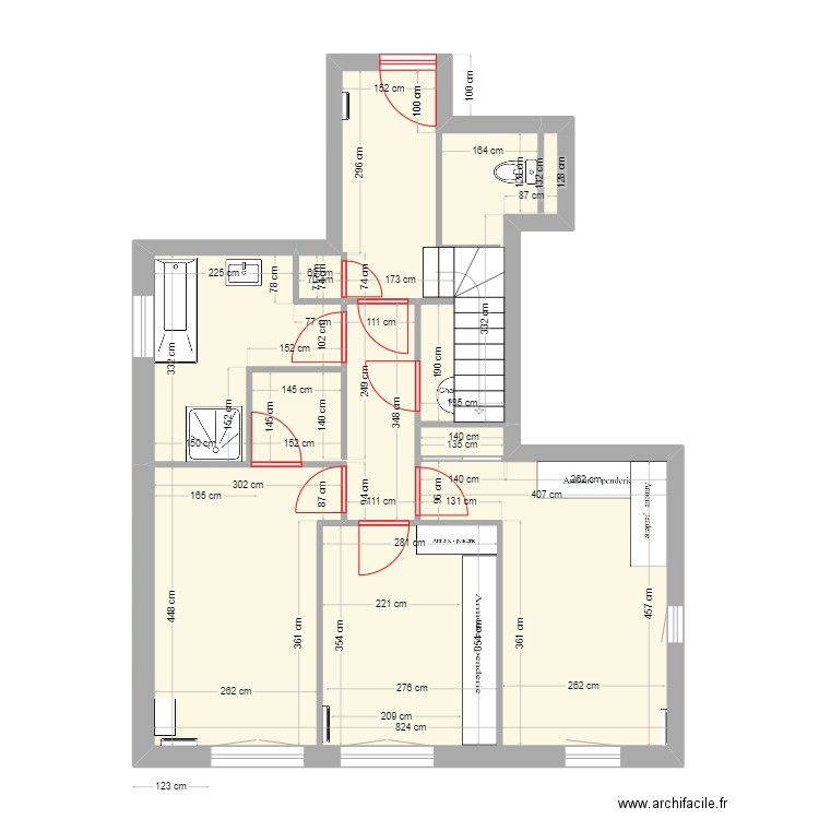 Foch RDC Avant. Plan de 4 pièces et 62 m2