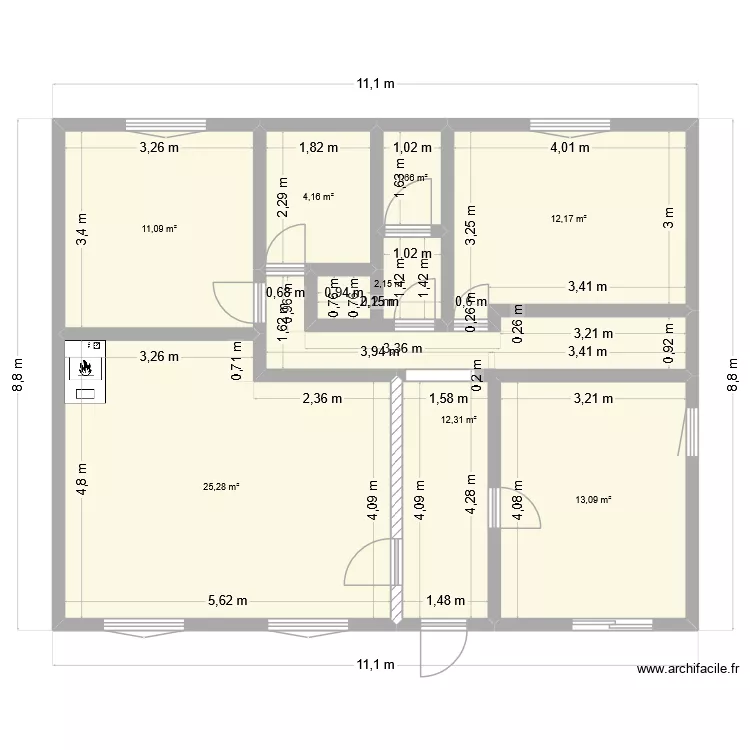 SCI Sabin niveau 1. Plan de 8  et 82 m²