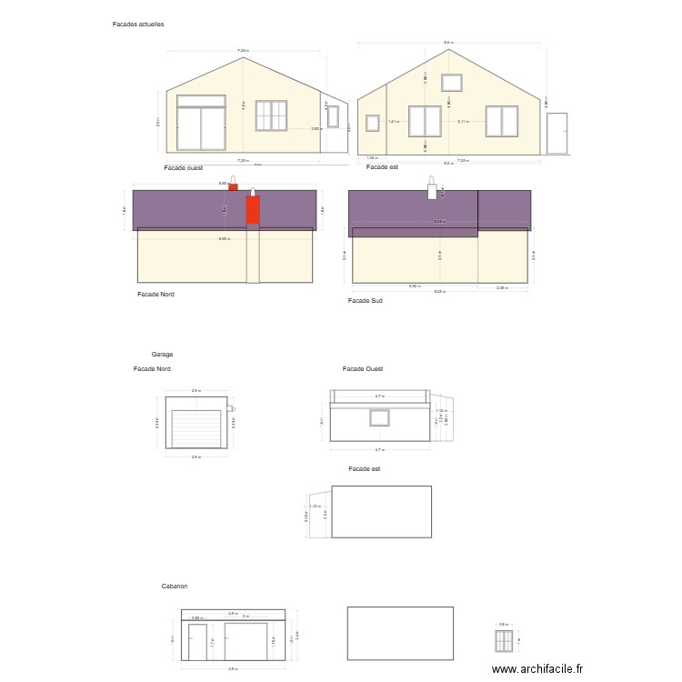 plan facades actuelle. Plan de 0 pièce et 0 m2