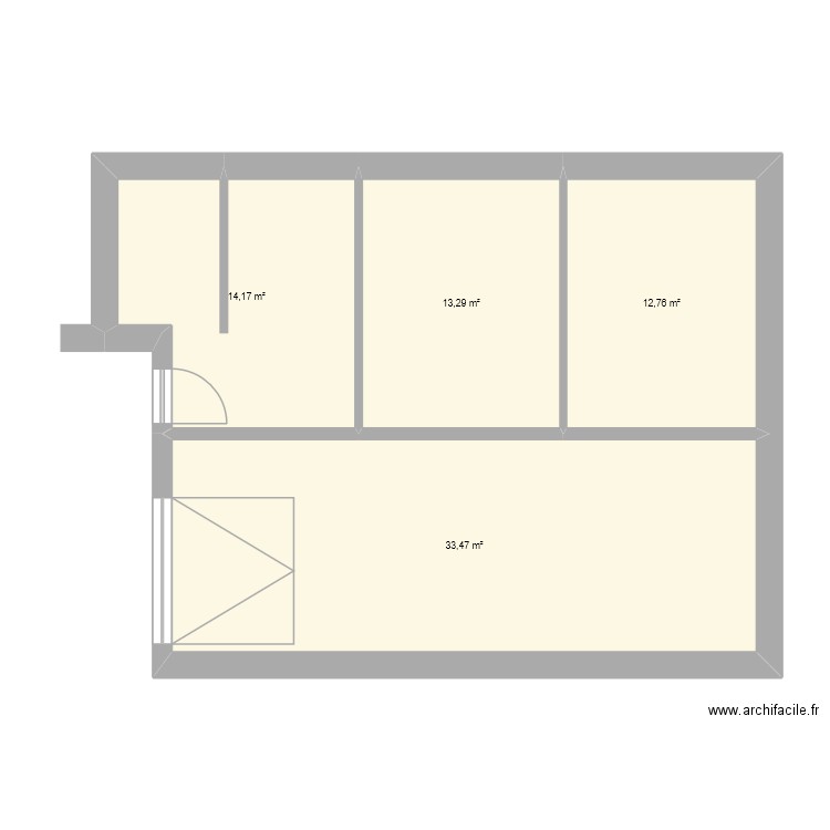 Martigny modifié. Plan de 4 pièces et 74 m2