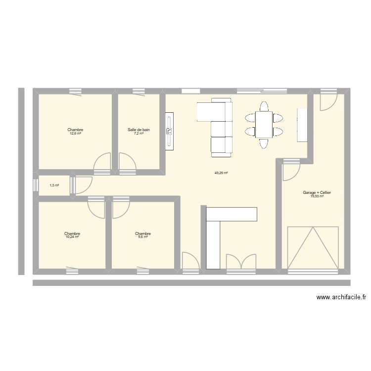 MAISON 3. Plan de 7 pièces et 110 m2